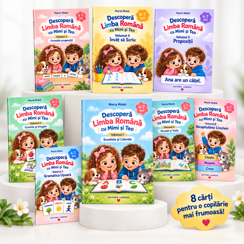 Set 8 Cărți – Descoperă Limba Română cu Mimi și Teo | LARNOS